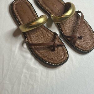 Sam Edelman Metallic Gold and Brown Sandals